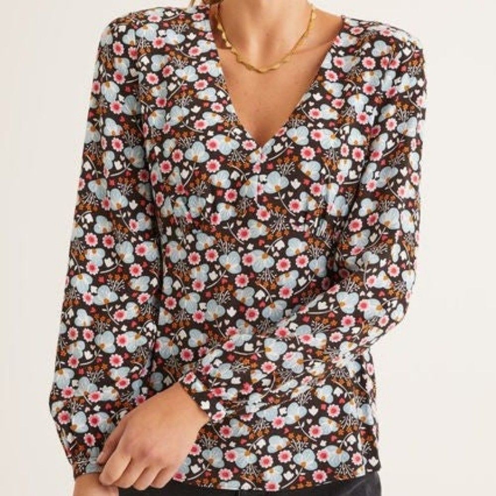 Boden Size 10 Womens Top Romantic Bloom Viola V-Neck Blouse W0423 - Picture 5 of 5